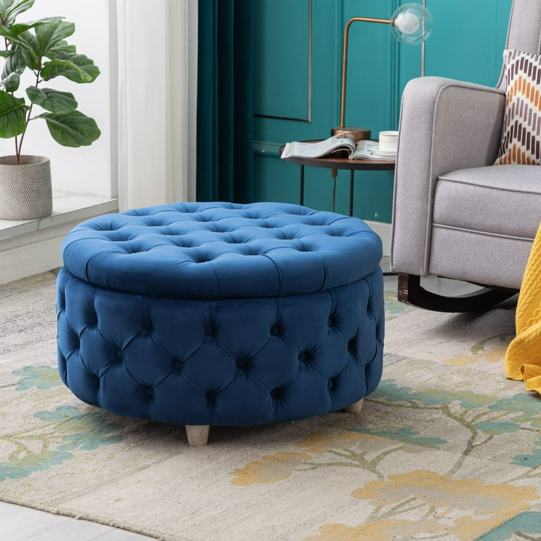 Royal blue storage ottoman discount