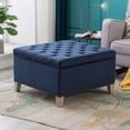thumbnail image 1 of Costaelm Hank Square 29.5" Velvet Tufted Storage Ottoman, Navy Blue, 1 of 10