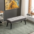 thumbnail image 1 of Costaelm Hank Tufted Velvet Upholstered Bench, Velvet Gray, 1 of 7