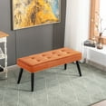 thumbnail image 1 of Costaelm Hank Tufted Velvet Upholstered Bench, Velvet Orange, 1 of 6