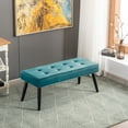 thumbnail image 1 of Costaelm Hank Tufted Velvet Upholstered Bench, Velvet Teal, 1 of 7
