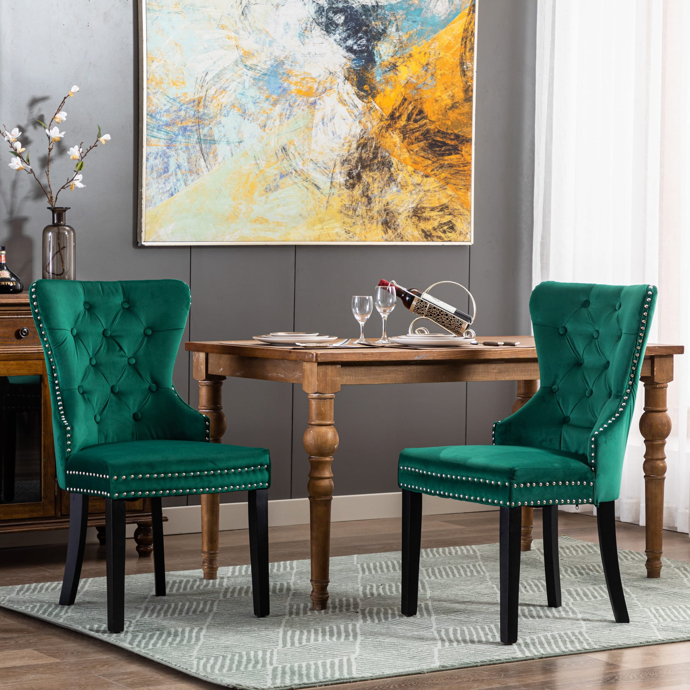 Tufted velvet upholstered dining chair discount