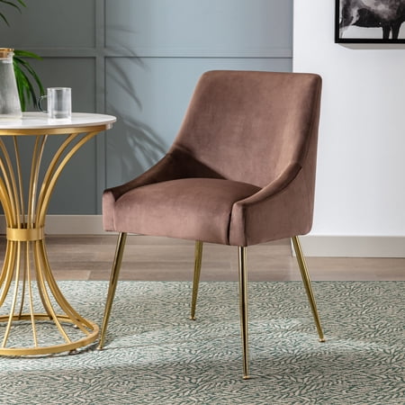 Costaelm Makala Velvet Accent Chair Mid Century Upholstered, Coffee