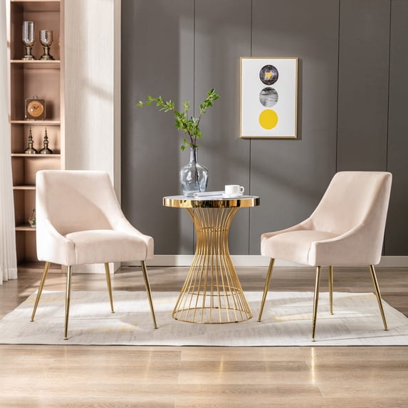 Costaelm Makala Velvet Accent Chair Mid Century Upholstered (Set of 2), Tan