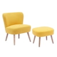 thumbnail image 1 of Costaelm Mid-Century Boucle Accent Chair with Ottoman Foot Stool Set, Mustard, 1 of 5