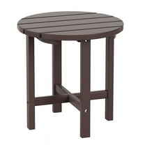 Costaelm Outdoor UV and Weather Resistant Plastic Round End Table, Dark Brown