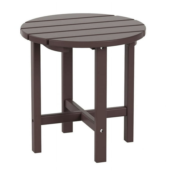 Costaelm Outdoor UV and Weather Resistant Plastic Round End Table, Dark Brown