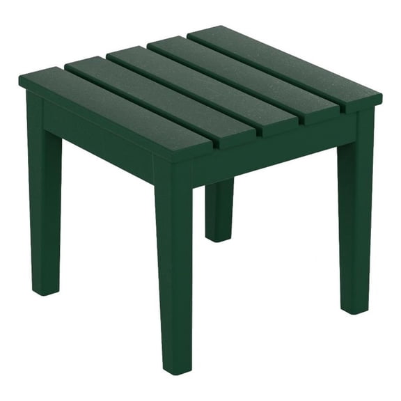 Costaelm Palms Modern Adirondack Square Outdoor Side Table, Dark Green