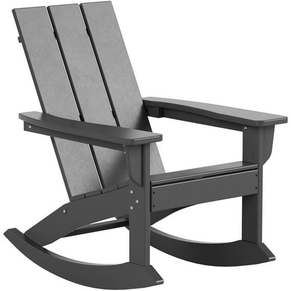 Costaelm Palms Outdoor HDPE Plastic Adirondack Rocking Chair, Gray