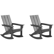 Costaelm Palms Outdoor HDPE Plastic Adirondack Rocking Chair Set of 2, Gray