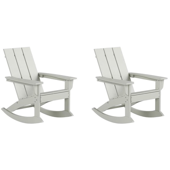 Costaelm Palms Outdoor HDPE Plastic Adirondack Rocking Chair (Set of 2), Sand
