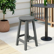 Costaelm Paradise 24" HDPE Round Outdoor Patio Counter Height Bar Stool, Gray