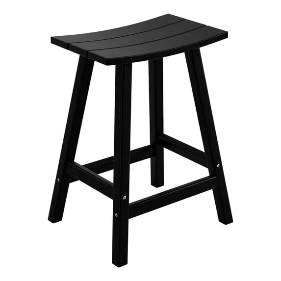 Costaelm Paradise 24" Poly Plastic Outdoor Patio Counter Stool, Black