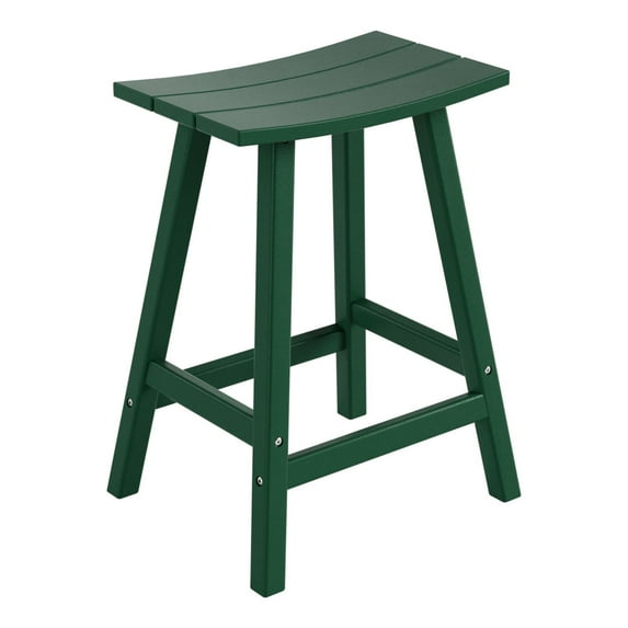 Costaelm Paradise 24" Poly Plastic Outdoor Patio Counter Stool, Dark Green