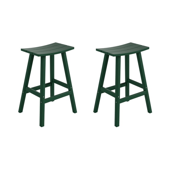 Costaelm Paradise 29" Poly Plastic Outdoor Patio Bar Stool (Set of 2), Dark Green