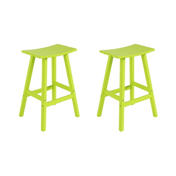 Costaelm Paradise 29" Poly Plastic Outdoor Patio Bar Stool (Set of 2), Lime