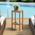 thumbnail image 1 of Costaelm 36'' Modern Adirondack Square Outdoor Side Table, All Weather Use Double Layer Patio Side Table, Teak, 1 of 14