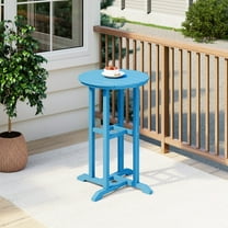 Costaelm Paradise 37" Counter Height Round Outdoor Patio Cocktail Bar Table, Pacific Blue