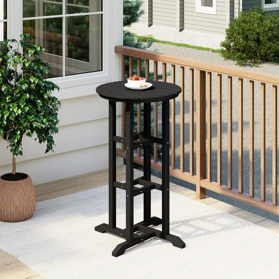 Costaelm Paradise 42" High Round Outdoor Patio Cocktail Bar Table, Black