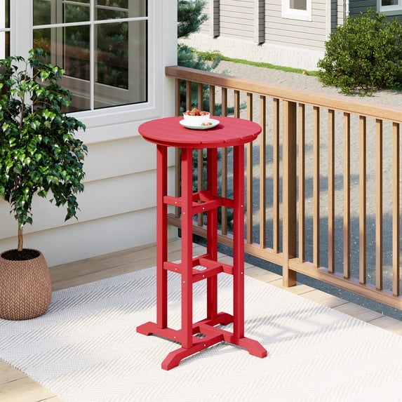 Costaelm Paradise 42" High Round Outdoor Patio Cocktail Bar Table, Red