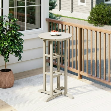 Costaelm Paradise Outdoor HDPE 35" Round Bar Height Patio Table ...