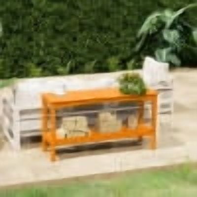Costaelm Paradise 55" Outdoor Patio HDPE Adirondack 2-Tier Shelf Console Table, Orange