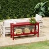 Costaelm 55" Outdoor Console Table, HDPE Adirondack Style Patio Table with 2-Tier Shelf, Red