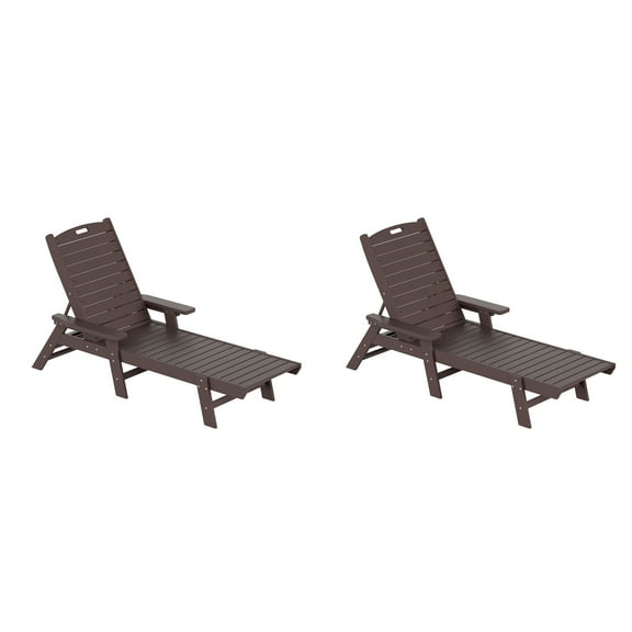 Costaelm Paradise Adirondack Outdoor Chaise Lounge with Arm (Set of 2), Dark Brown