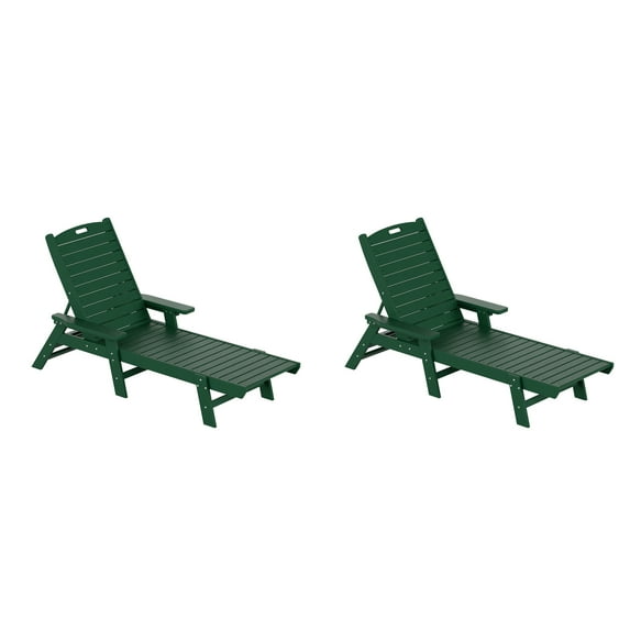 Costaelm Paradise Adirondack Outdoor Chaise Lounge with Arm (Set of 2), Dark Green
