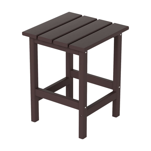 Costaelm Paradise Adirondack Outdoor Patio Side Square End Table Small Poly Lumber HDPE Weather Resistant, Dark Brown