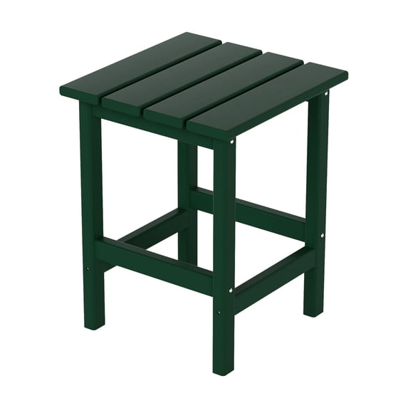 Costaelm Paradise Adirondack Outdoor Patio Side Square End Table Small Poly Lumber HDPE Weather Resistant, Dark Green