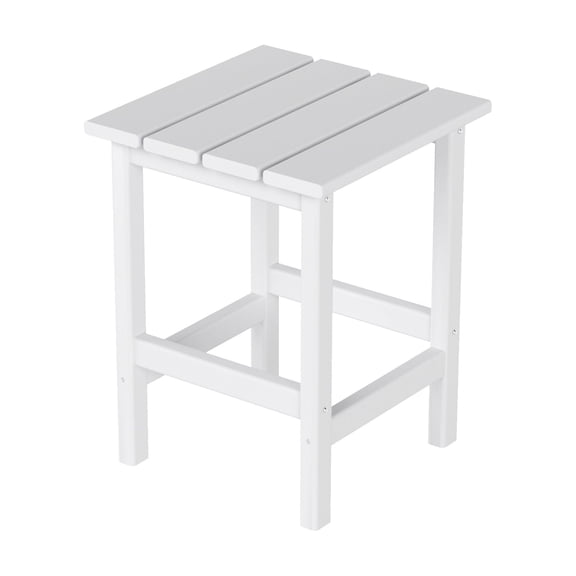 Costaelm Paradise Adirondack Outdoor Patio Side Square End Table Small Poly Lumber HDPE Weather Resistant, White