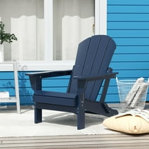 Costaelm Paradise Classic Adirondack Folding Adjustable Chair Outdoor Patio, HDPE, Weather Resistant, Navy Blue