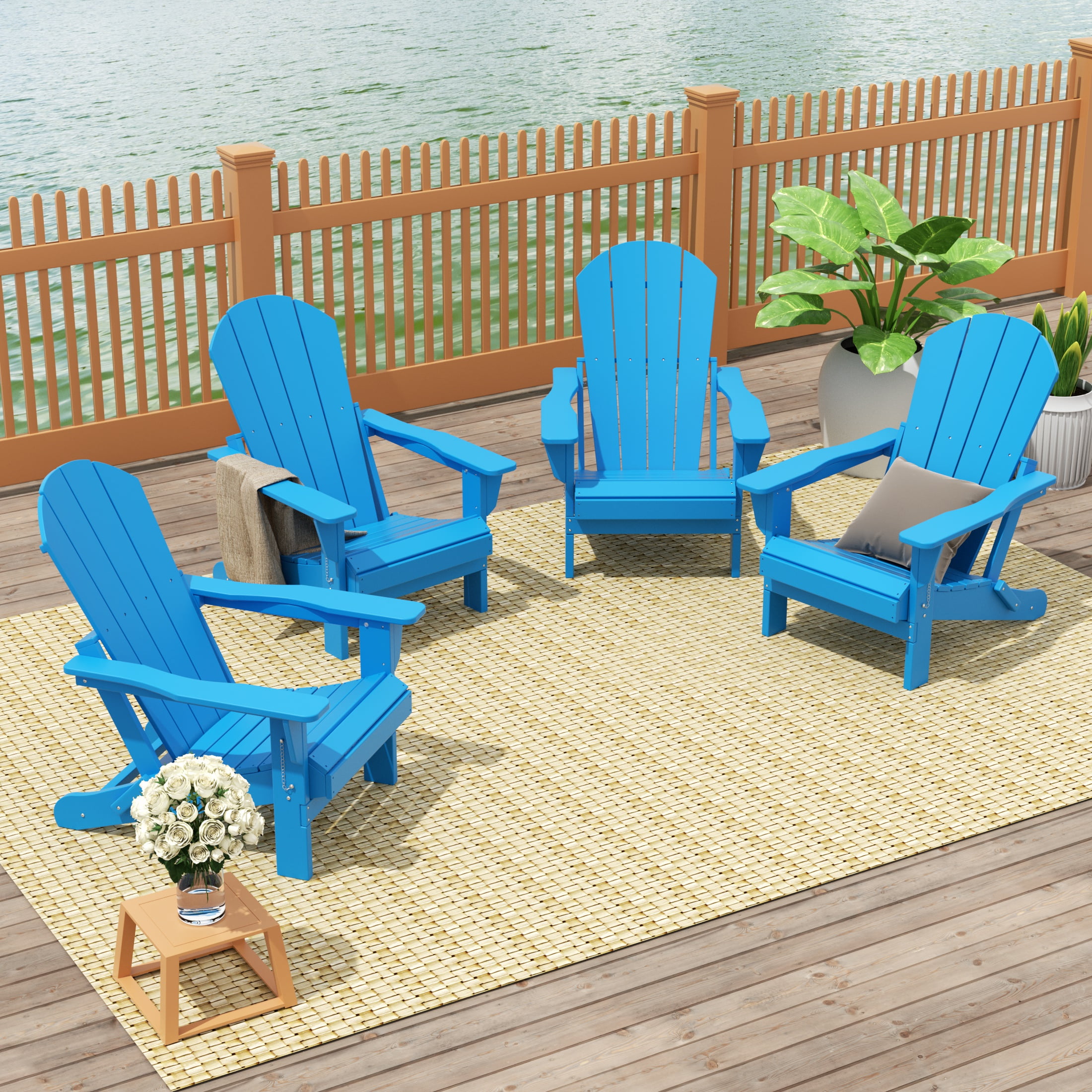 Costaelm Paradise Classic Adirondack Folding Adjustable Chair Outdoor Patio, HDPE, Weather