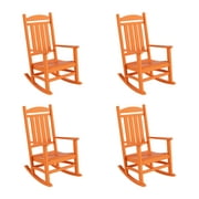 Costaelm Paradise Classic Plastic Outdoor Porch Rocking Chairs (Set of 4), Orange