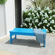 Costaelm Paradise HDPE Poly Plastic Backless Outdoor Bench, Pacific Blue