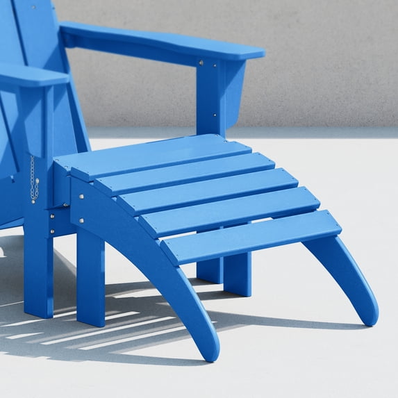 CostaElm Adirondack Outdoor Ottoman, All Weather HDPE Plastic Adirondack Ottoman, Patio Slat Footrest Foldable Foot Stool, Pacific Blue