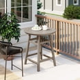 thumbnail image 1 of FADINGFREE Outdoor HDPE 35" Round Counter Height Patio Bar Table, Weathered Wood, 1 of 9
