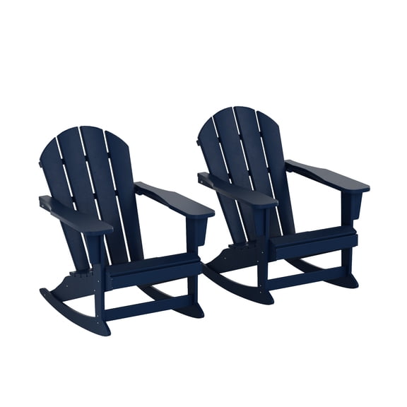 Costaelm Paradise Outdoor Patio Adirondack Rocking Chairs (Set of 2), Navy Blue