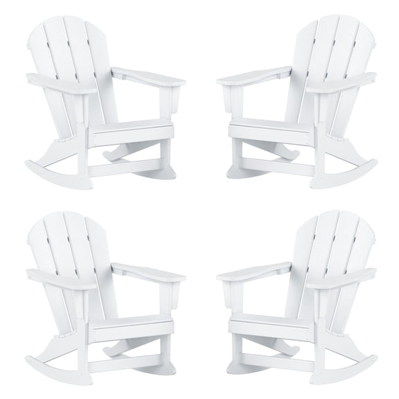 Costaelm Paradise Outdoor Patio Adirondack Rocking Chairs (Set of 4), White
