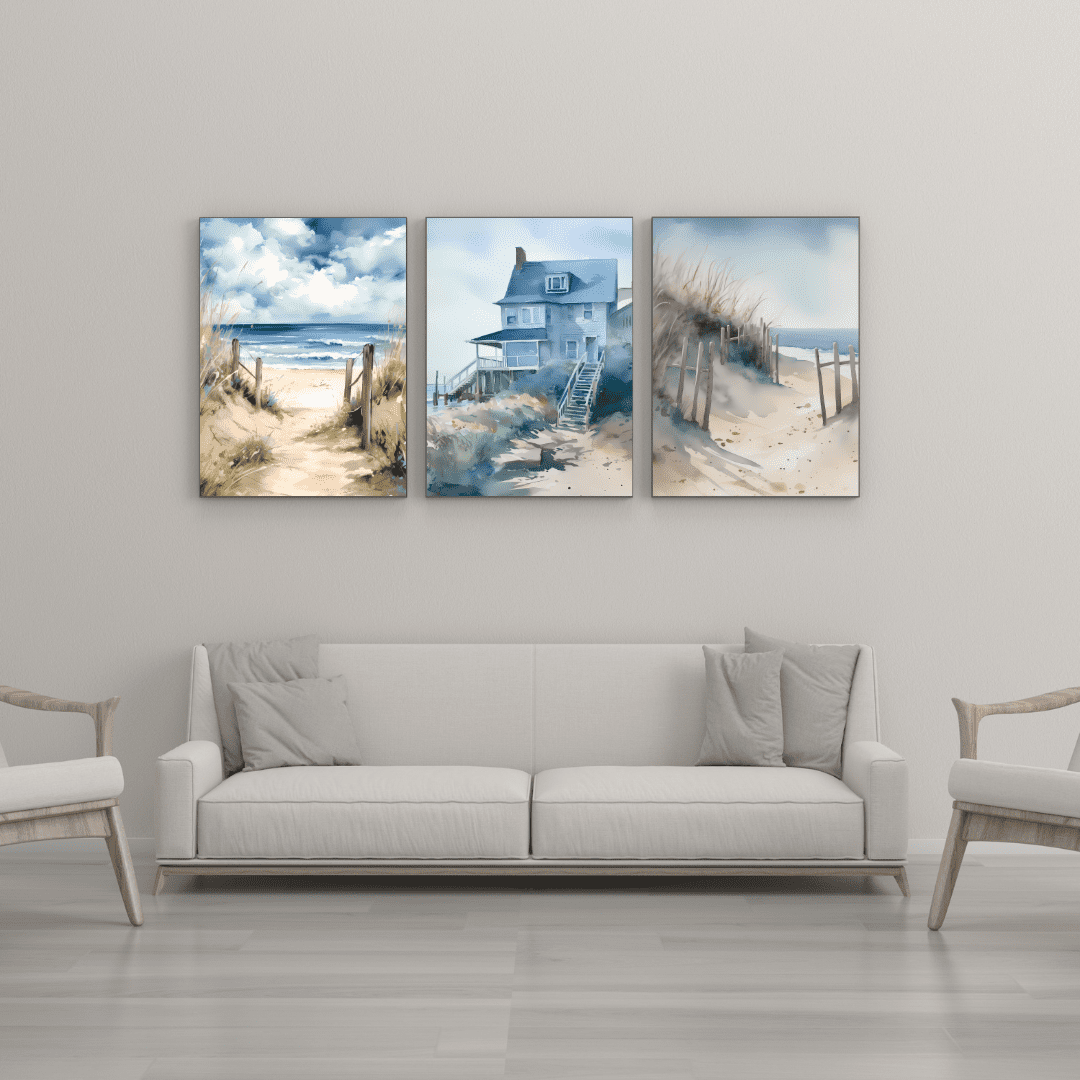 Costal Beach - 3 Piece Canvas Wall Art Set - Walmart.com