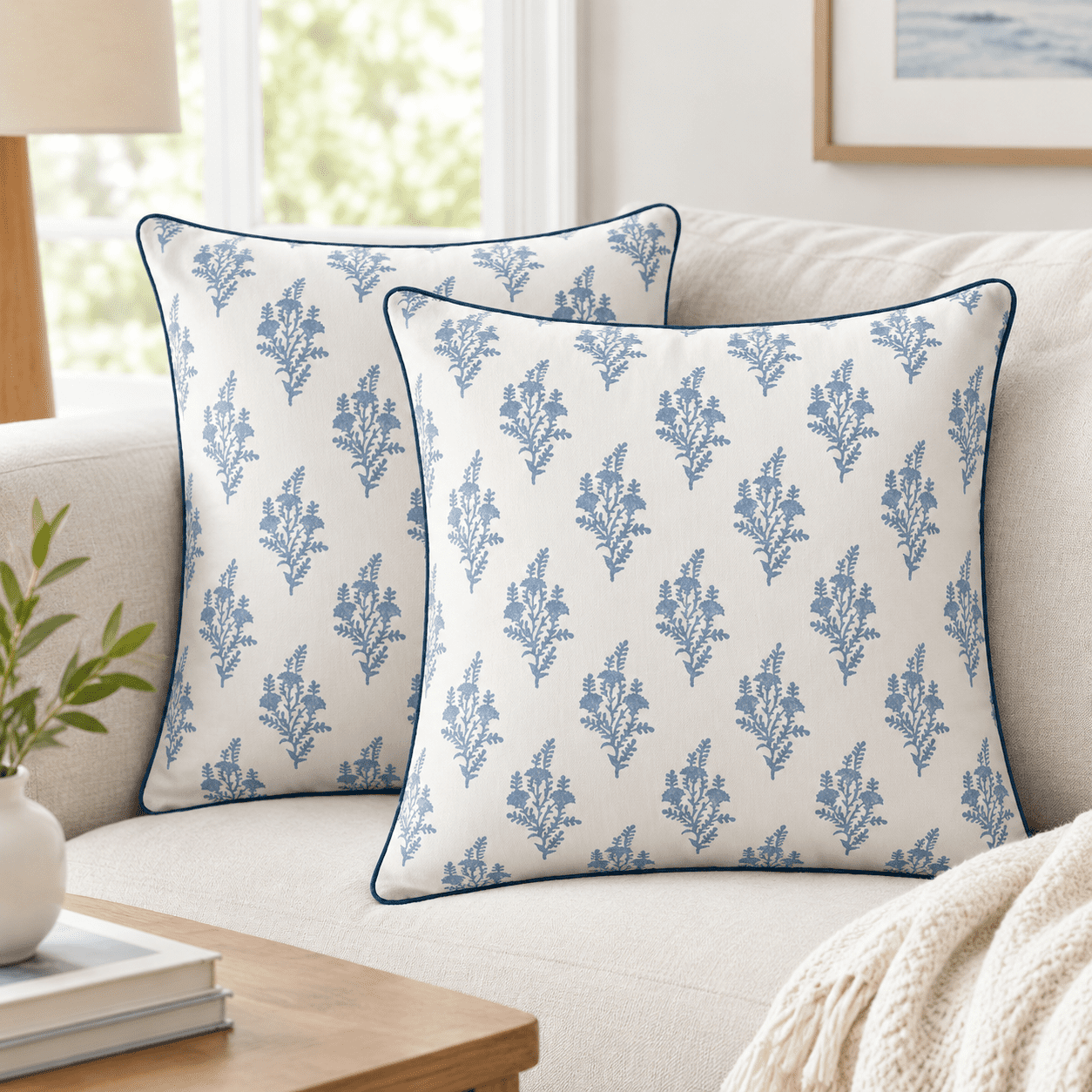 Costal Blue Hand Block Printtonow Cover 18x18 Inch Set Of 2 - Walmart.com