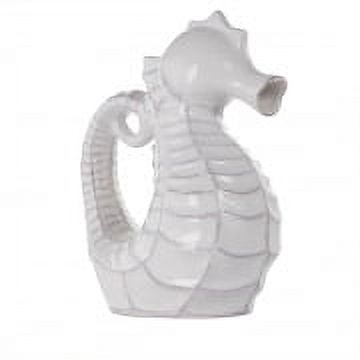 White Decorative in Pitcher Seahorse Ceramic 4.5 Home Quart Costal