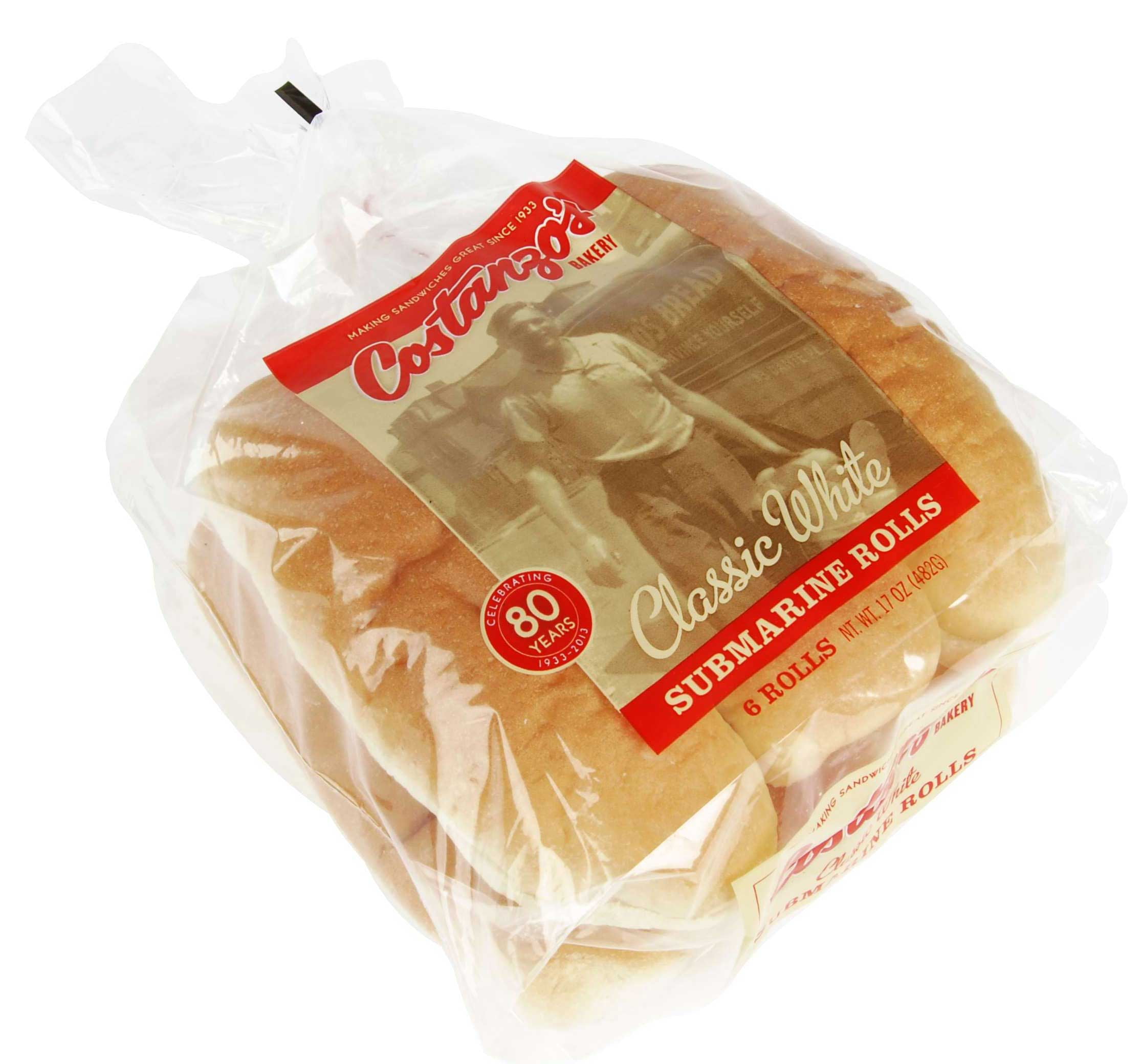 Costanzos Bakery White Submarine Roll, 87 Gram -- 72 per case.
