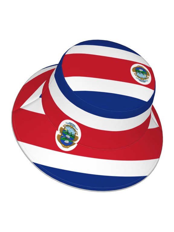 Costarican-Flag Bucket Hat With Reflective Stripe Beach Sun Fishing Hat Reversible For Men Women