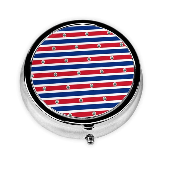 Costarican-Flag Round Portable Pill Box Organizer Vitamin Containers Perfect For Traveling