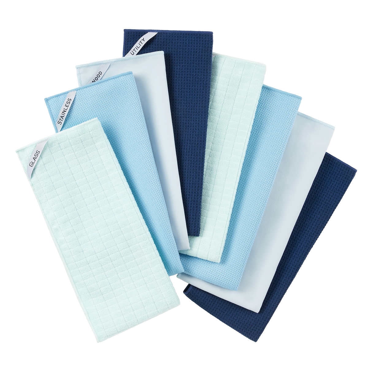Costco Microfiber Kitchen Towel Cleaning Cloths 8-Piece Set, Blue 18" x 28"