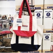 Costco Wholesale Cotton Canvas Tote Bag Set, Natural Beige, 2-Piece