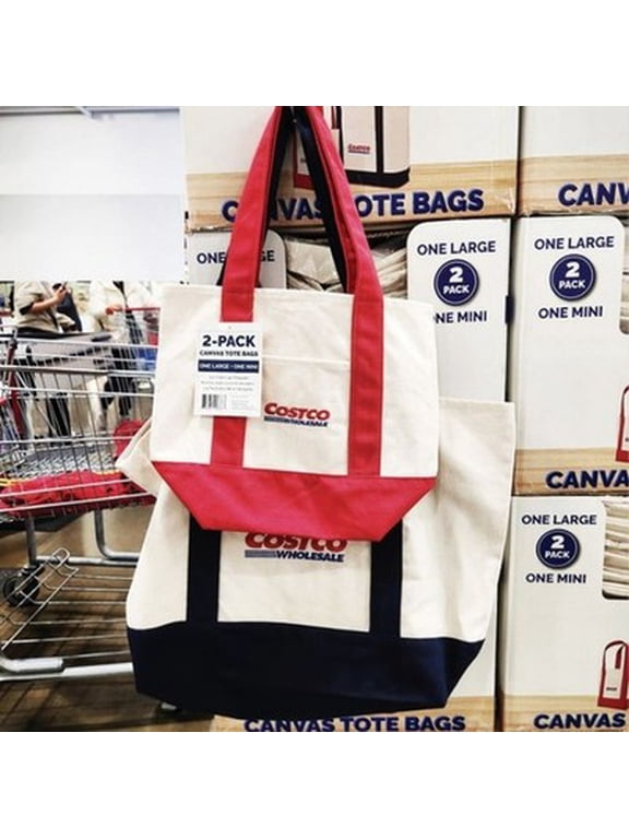 Wholesale Cotton Canvas Tote Bag Set, Natural Beige, 2-Piece