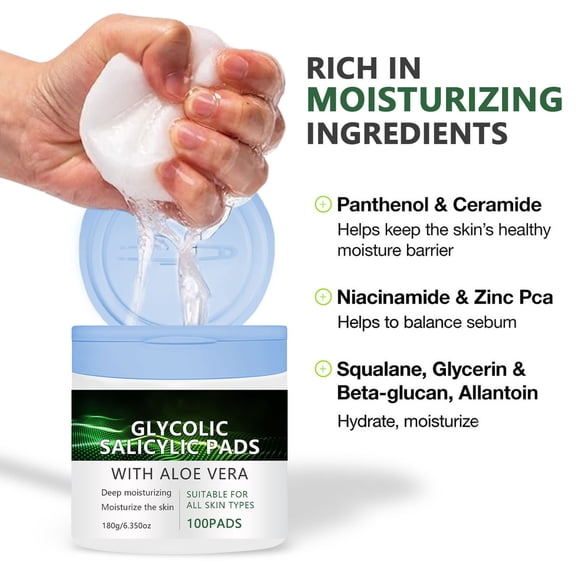 Costeam 0.03 Fl Oz Salicylic Acid Exfoliating Facial Pads，Gentle Resurfacing Pads for Acne Prone and Oily Skin